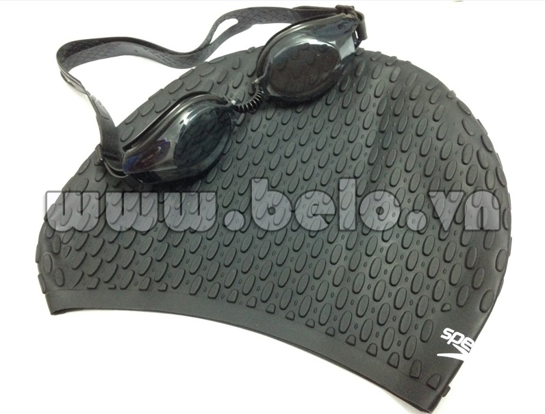 Mũ bơi chính hãng speedo màu đen gai MB15
